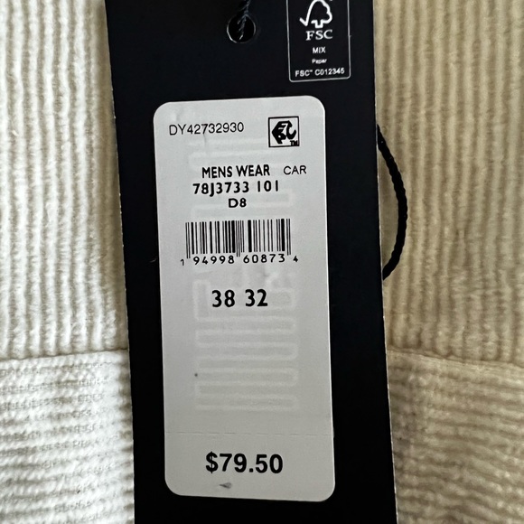 Tommy Hilfiger Corduroy Pants, 38, White, New - Picture 5 of 5